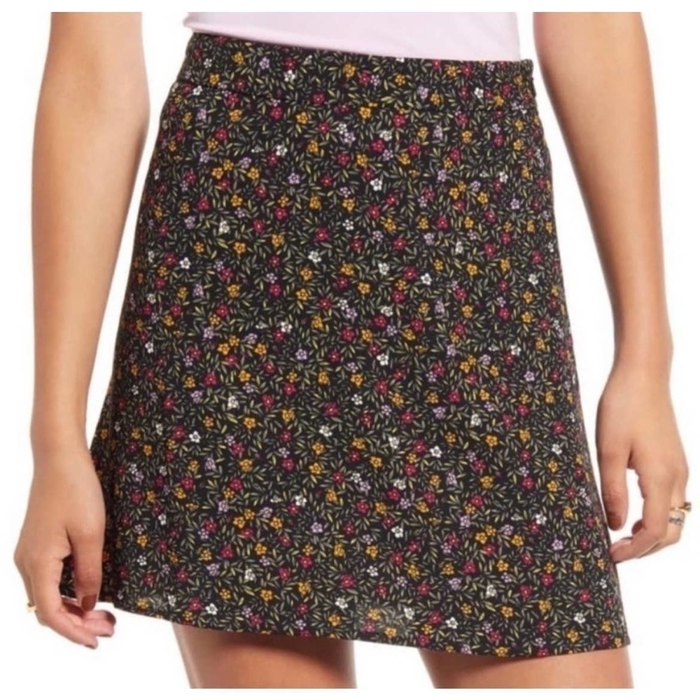 Nordstrom BP. Ditsy Floral Black Multicolor Mini Skirt Size Extra Small XS     